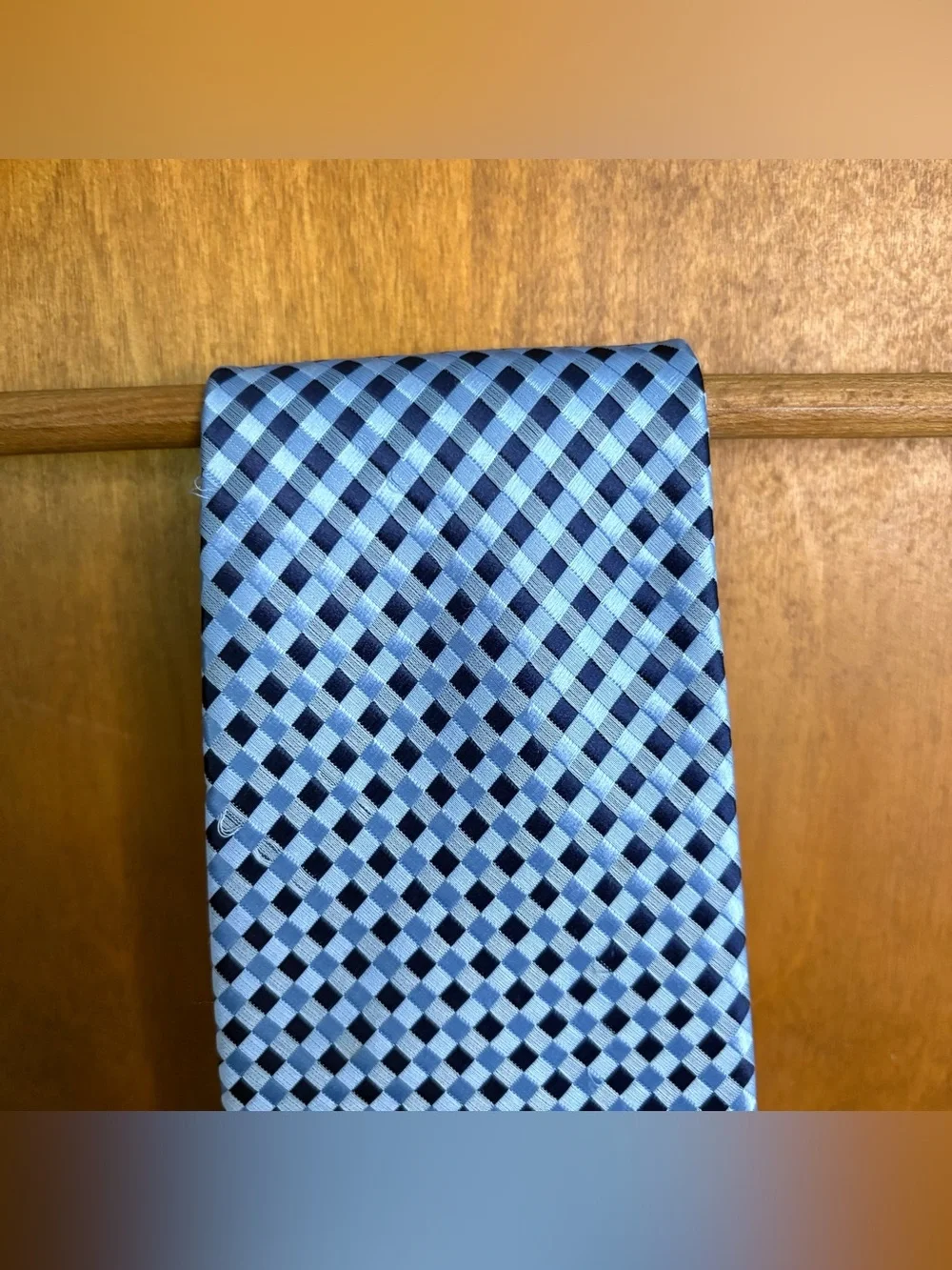 Ermenegildo Zegna Men's 100% Silk Blue Geometric Plaid Dress Tie Formal Check